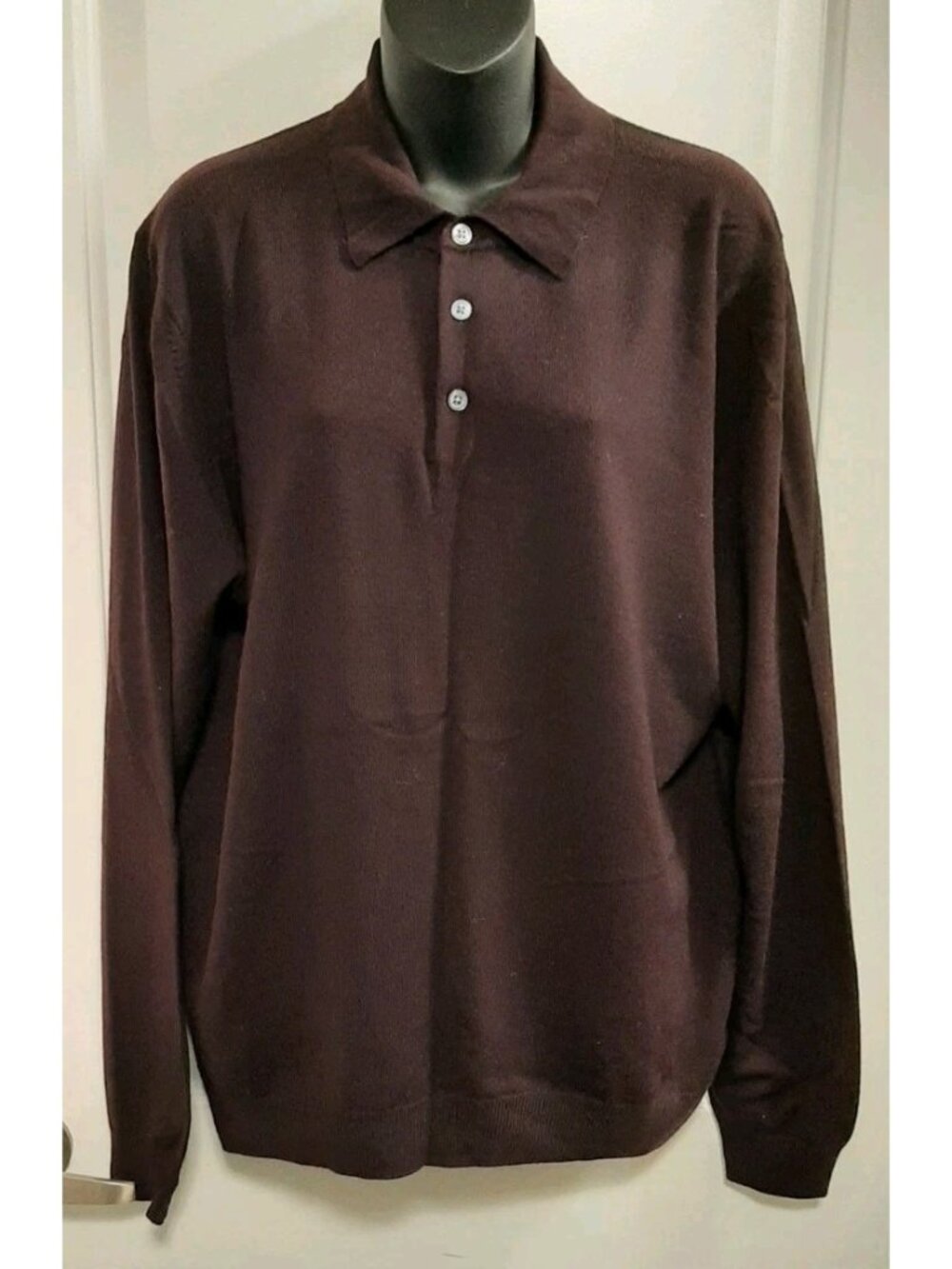 Vintage Brooks Brothers Extra Fine Italian Merino Wool Sweater Polo Mens Large